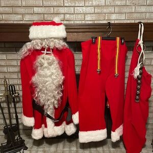 Red Santa Claus Costume with White Fur Trim